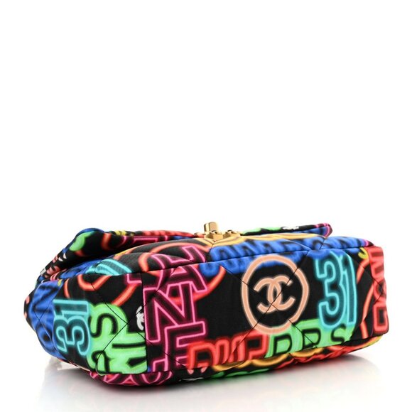 B-1. Chanel 19 Neon Logos Canvas Medium Flap Bag - Picture 4 of 10